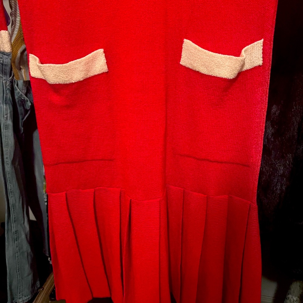 Pleated red tennis dress 80s vintage